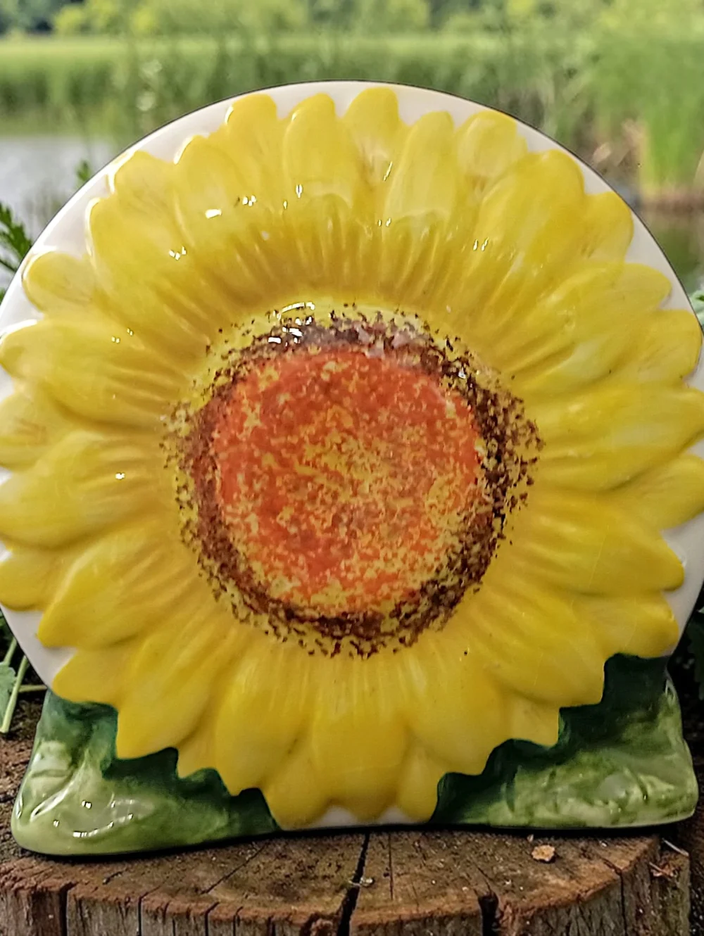 Vintage Sunflower Napkin Holder Ceramic‎ Letter Holder Farmhouse Kitsch Cottage